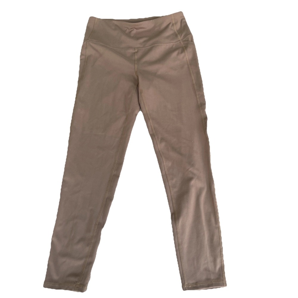 DSG Womens High Waisted Performance Leggings with Side Pockets Taupe Brown XS